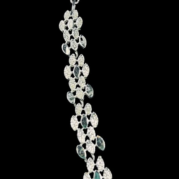 Vintage Silver Tone Textured Link Choker Necklace (5306) - Picture 3 of 7